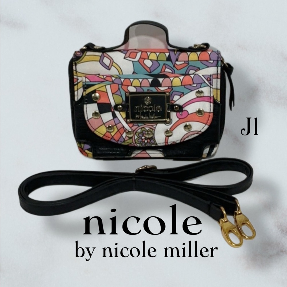 NICOLE by Nicole Miller Multi-Color Abstract Faux Leather Mini Crossbody Bag